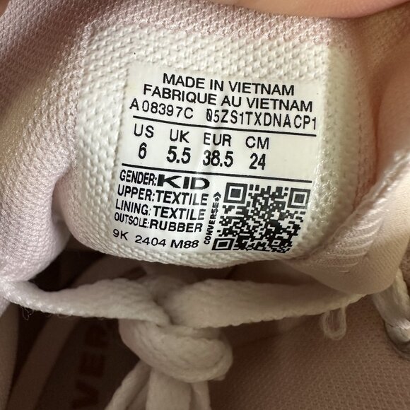 Converse CTAS Lift Youth Size 6/Women 7.5 Light Pink Hightop Shoes - Picture 8 of 8